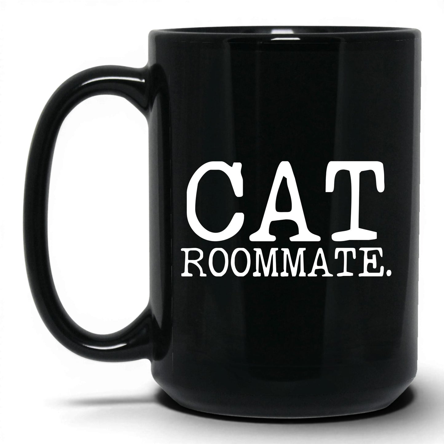 Cat Roommate 15oz black coffee mug