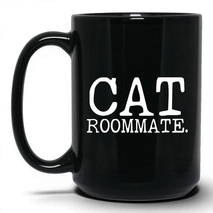 Cat Roommate 15oz black coffee mug