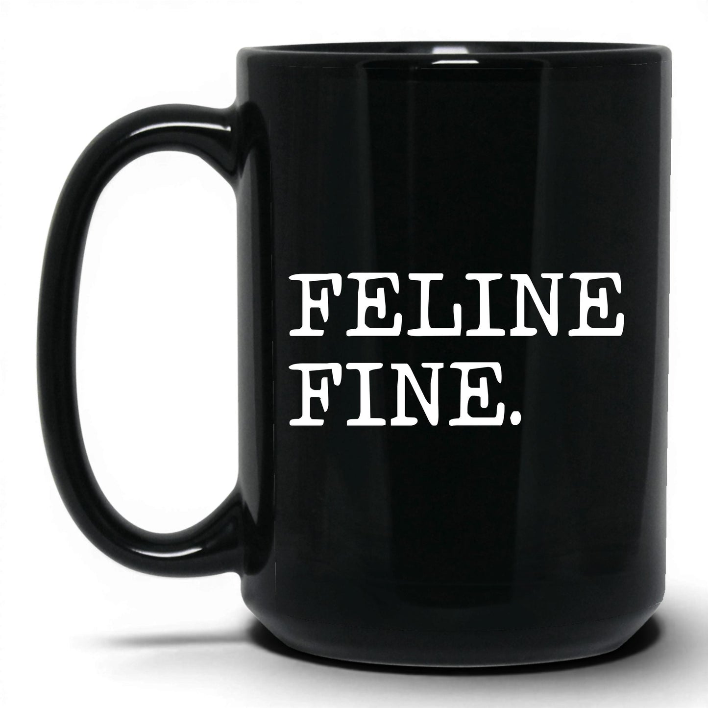 Feline Fine 15oz black coffee mug