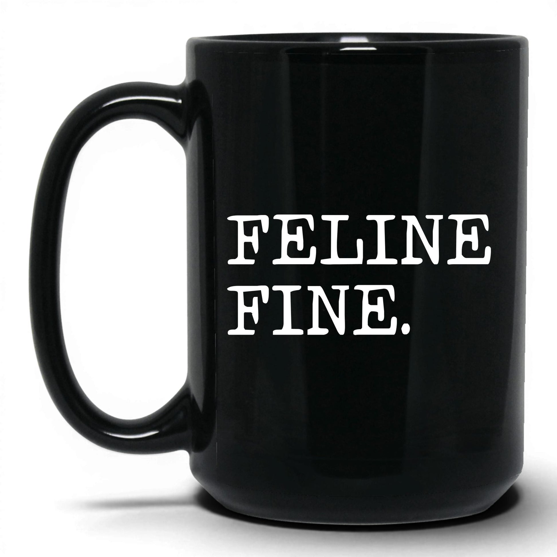 Feline Fine 15oz black coffee mug