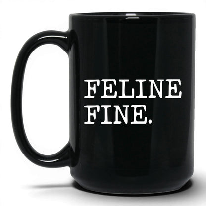 Feline Fine 15oz black coffee mug