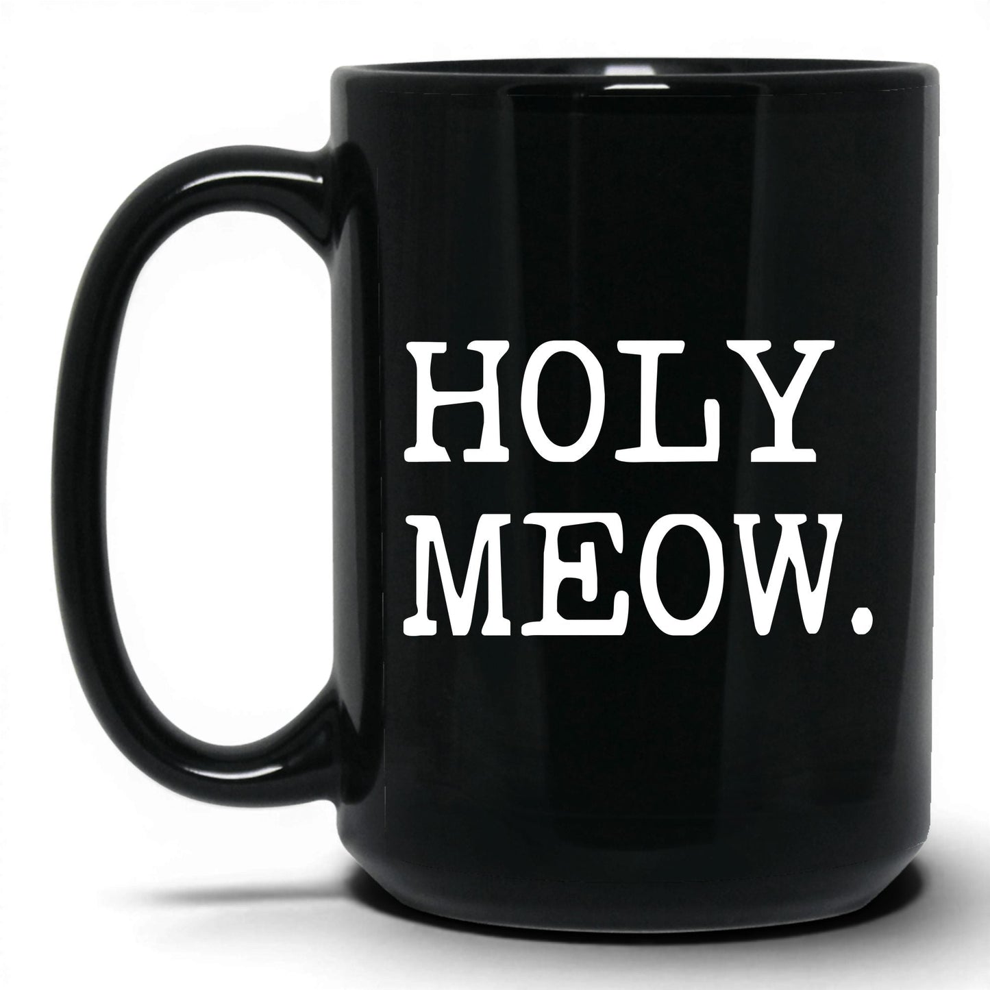 Holy Meow 15oz black coffee mug
