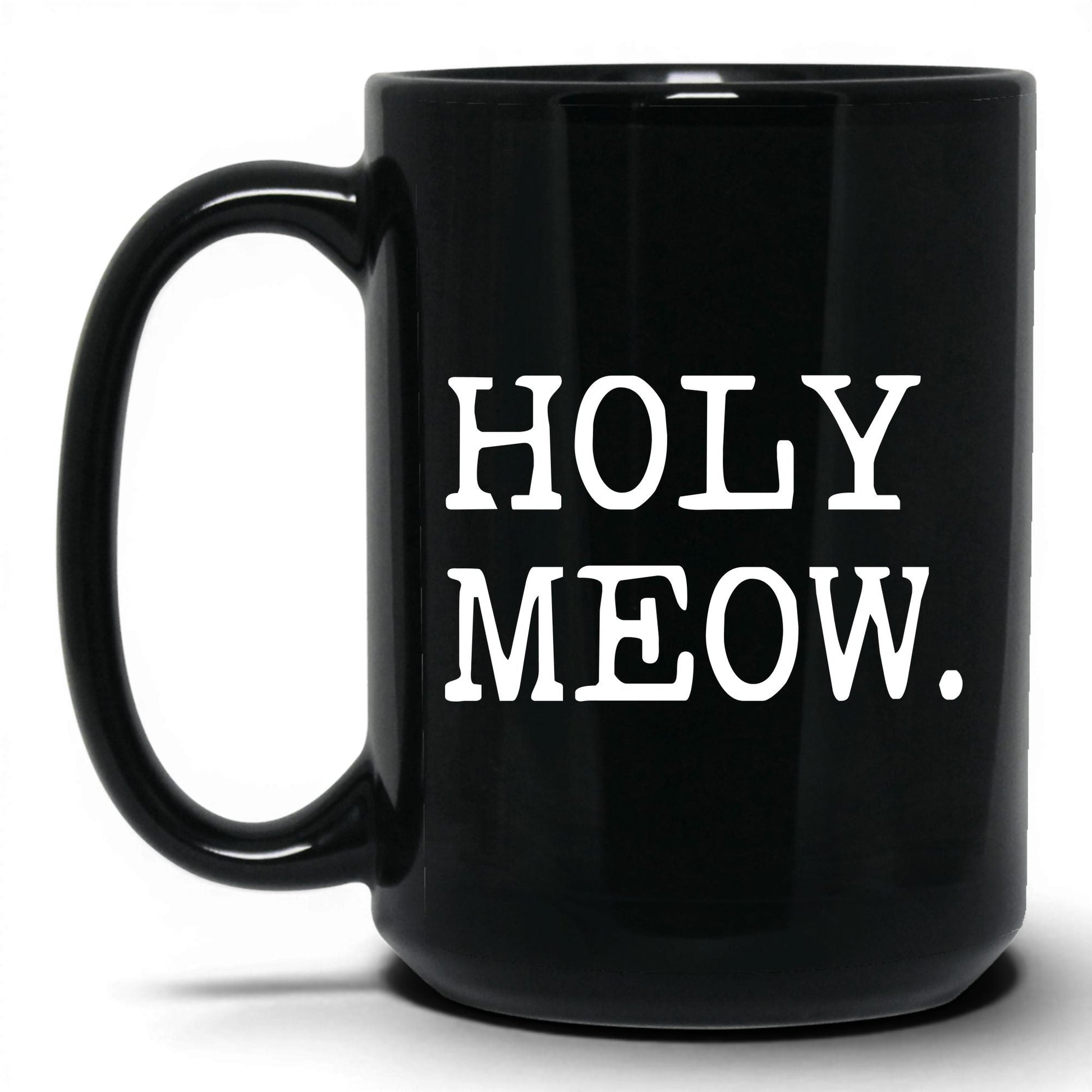 Holy Meow 15oz black coffee mug