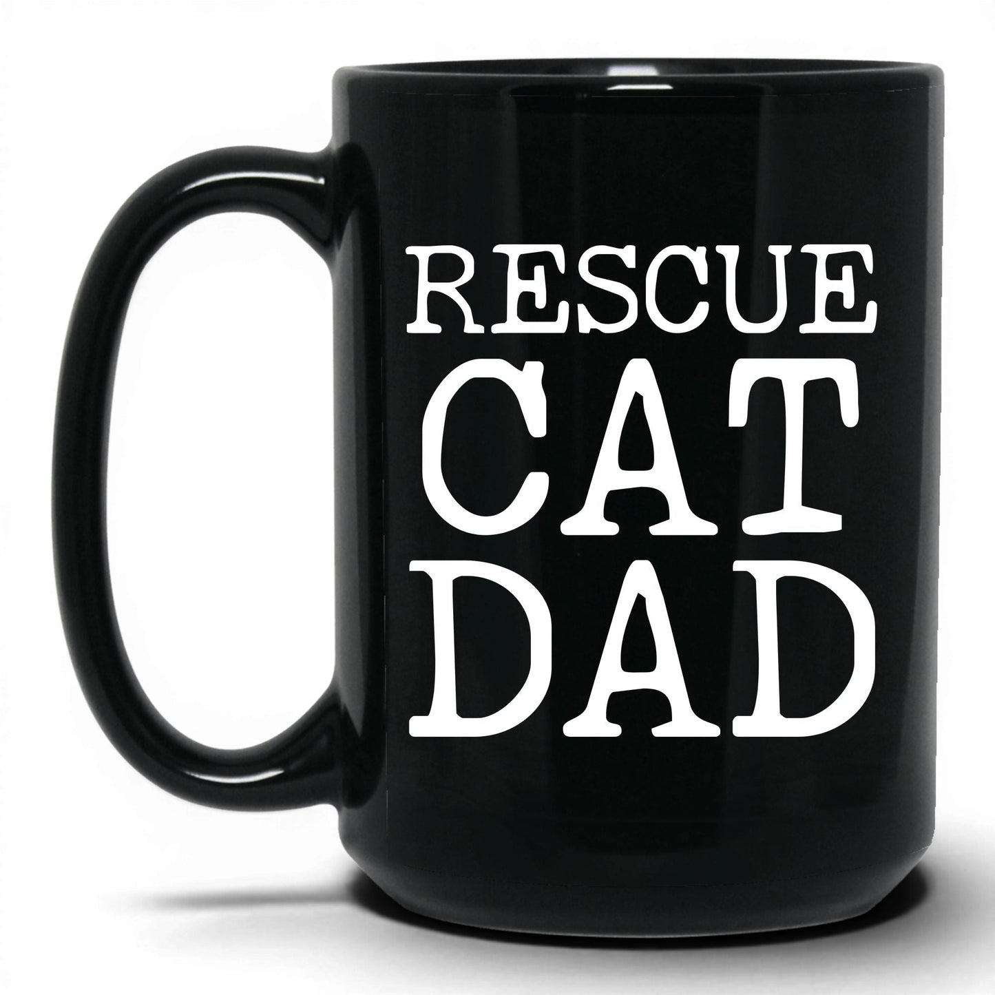 Rescue Cat Dad 15oz black coffee mug