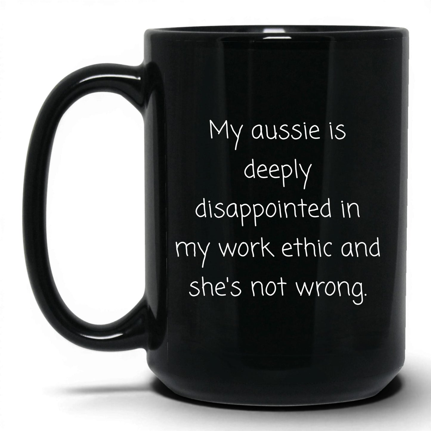Disappointed Australian Shepherd Mug – 15oz Black Mug