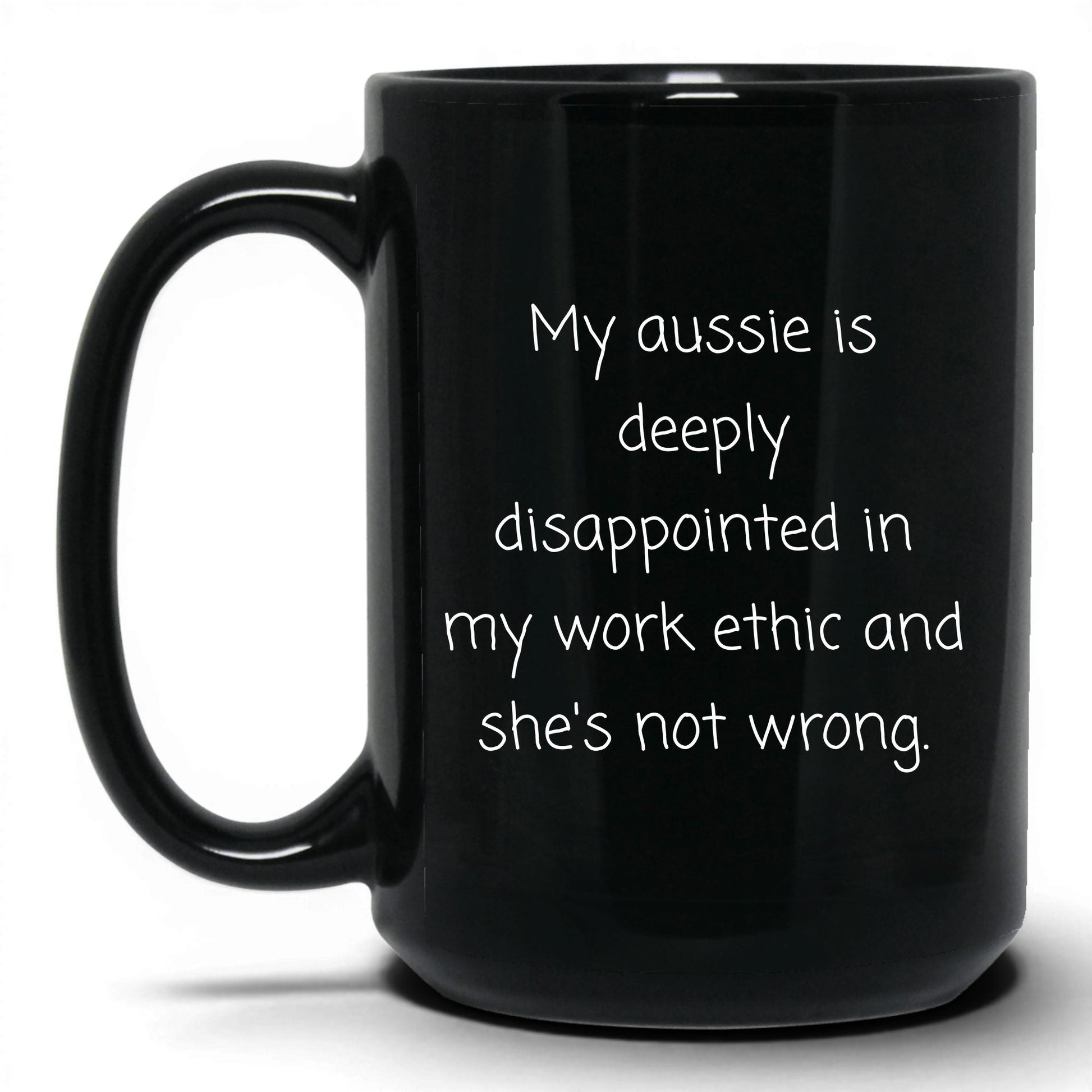 Disappointed Australian Shepherd Mug – 15oz Black Mug