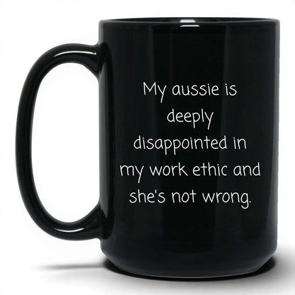 Disappointed Australian Shepherd Mug – 15oz Black Mug