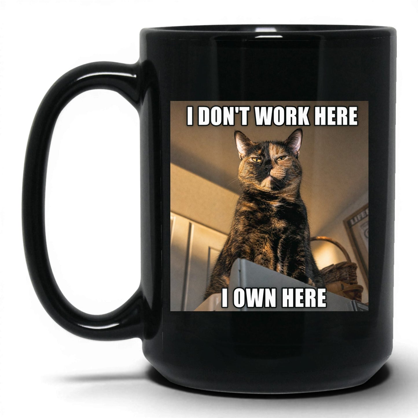 I Don't Work Here Cat Coffee Mug
