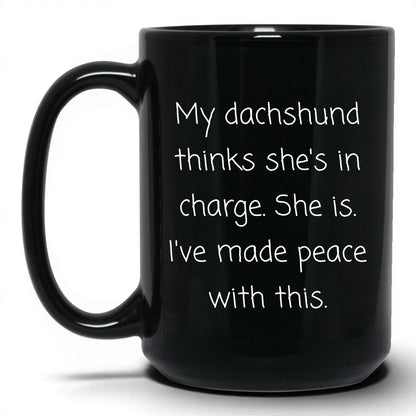 In Charge Dachshund Mug – 15oz Black Mug