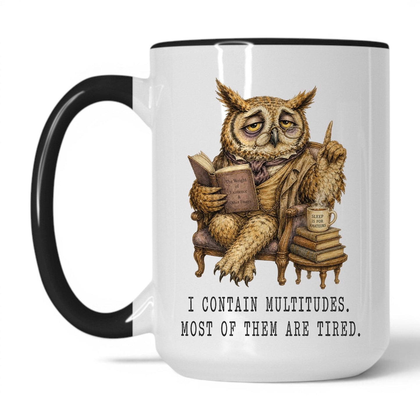 Lifestyle Photo #1 I Contain Multitudes Owl Mug