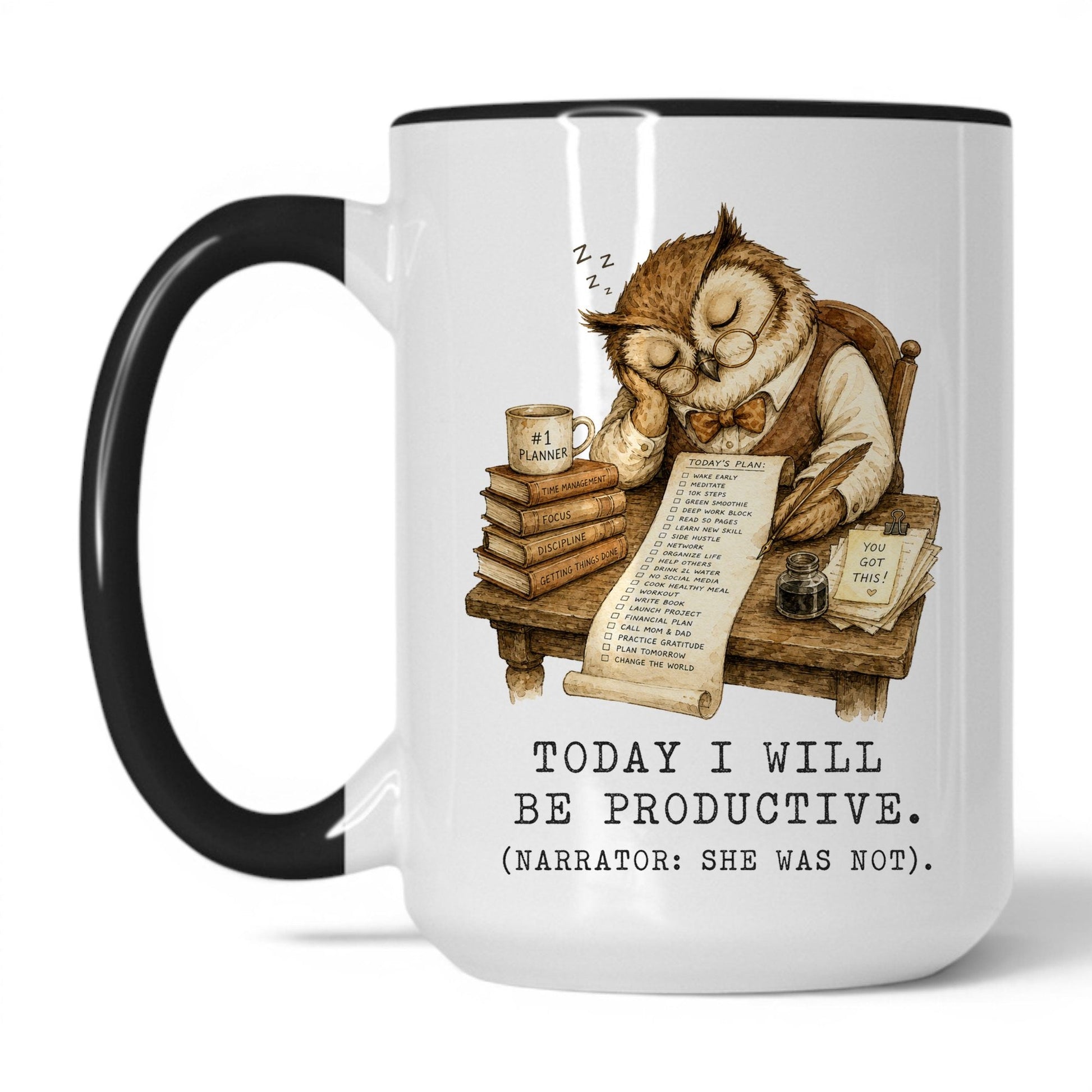 Lifestyle Photo #1 Today I Will Be Productive Owl Mug