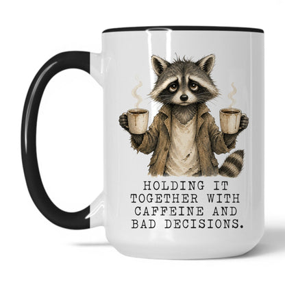 Lifestyle Photo #1 Caffeine and Bad Decisions Raccoon Mug