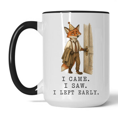 Lifestyle Photo #1 Left the Party Early Fox Mug