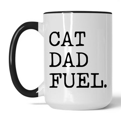 Cat Dad Fuel 15oz white and black coffee mug