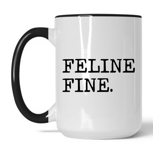 Feline Fine 15oz white and black coffee mug