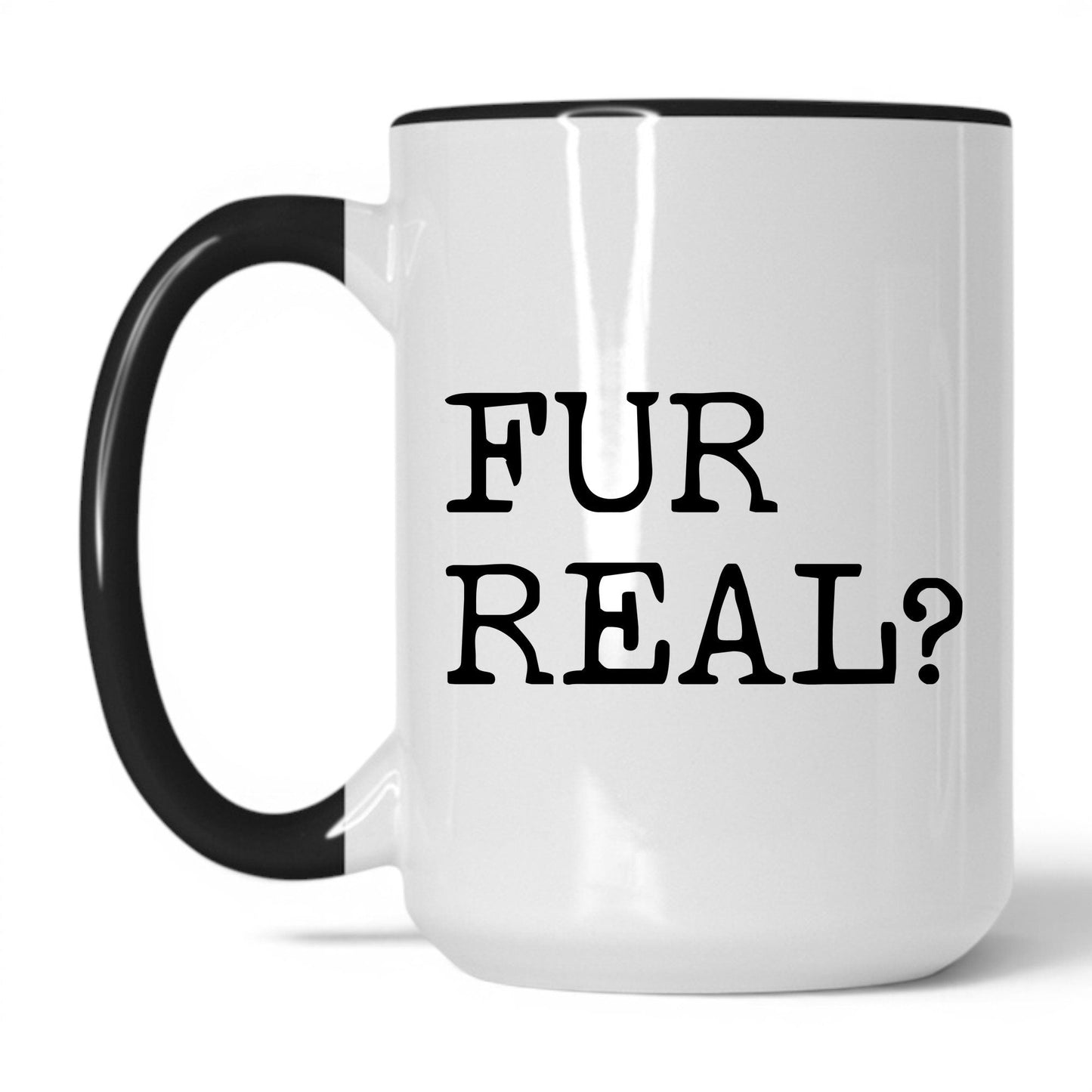 Fur Real 15oz white and black coffee mug