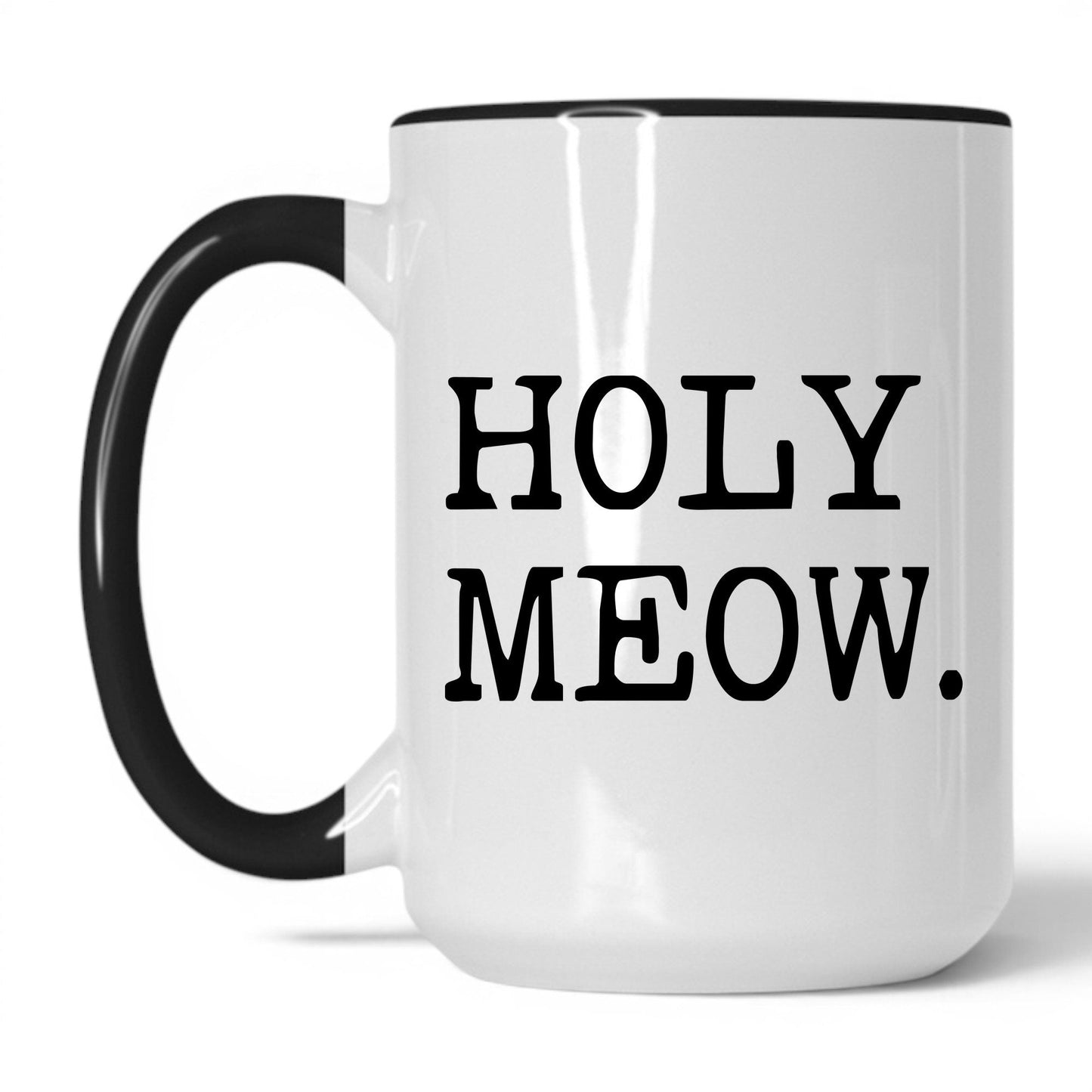 Holy Meow 15oz white and black coffee mug