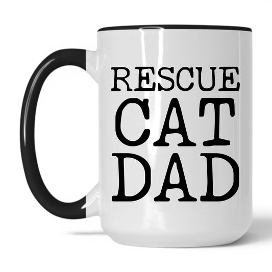 Rescue Cat Dad 15oz white and black coffee mug