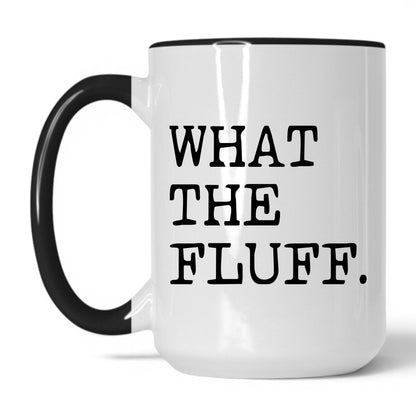 What the Fluff 15oz white and black coffee mug