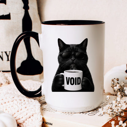 Black Cat Void coffee mug — hero