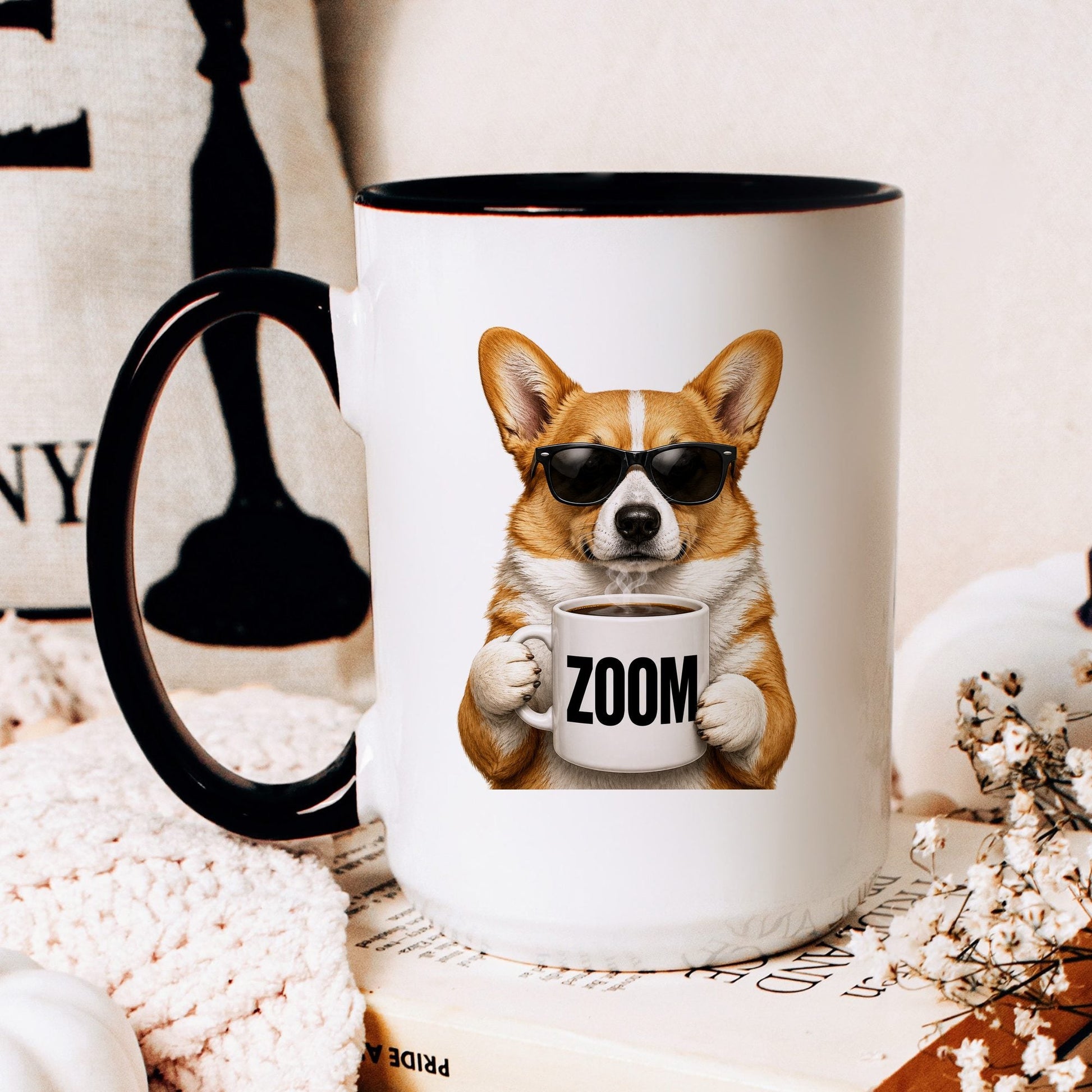 Corgi Zoom coffee mug — hero