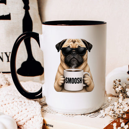 Pug Smoosh coffee mug — hero