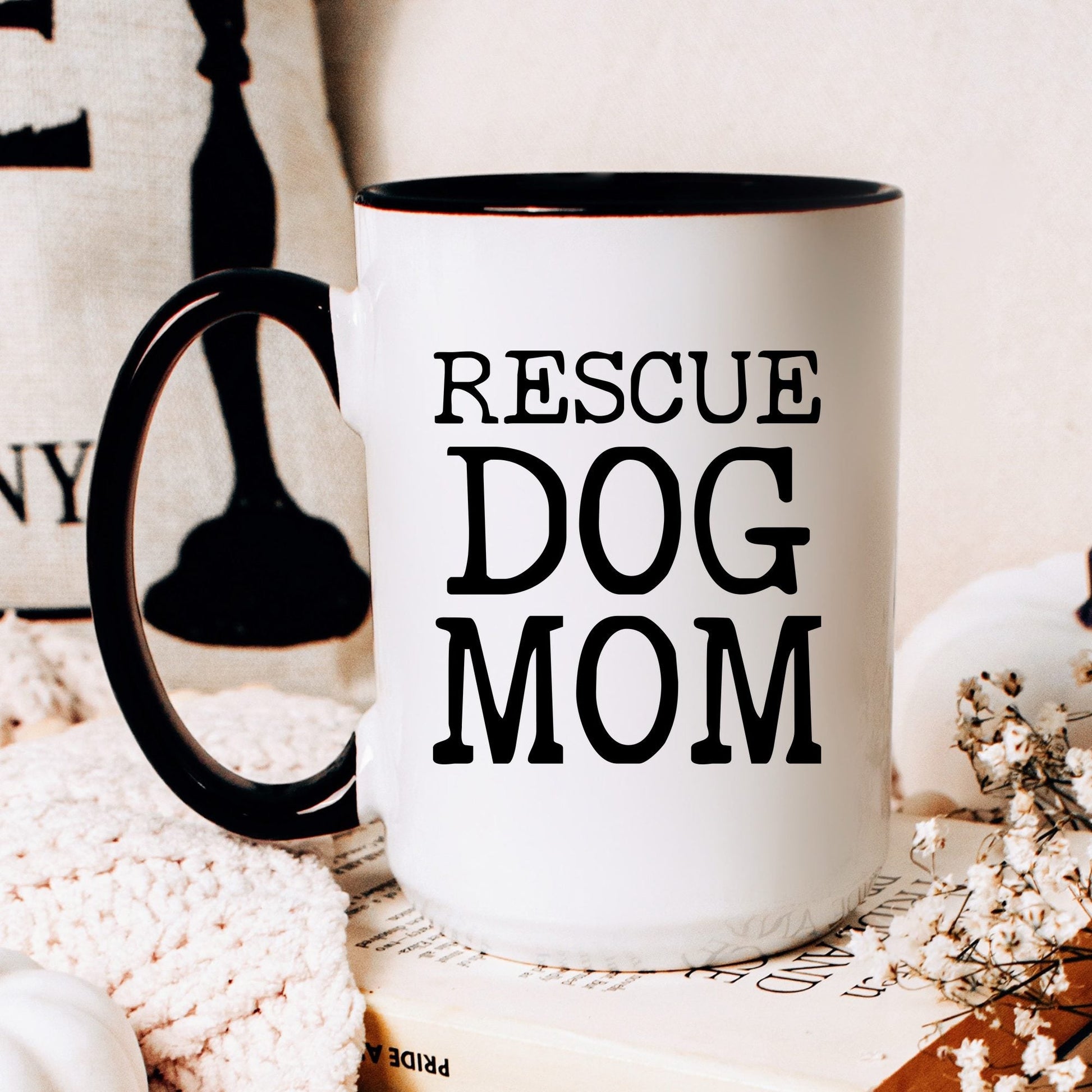 Rescue Dog Mom coffee mug