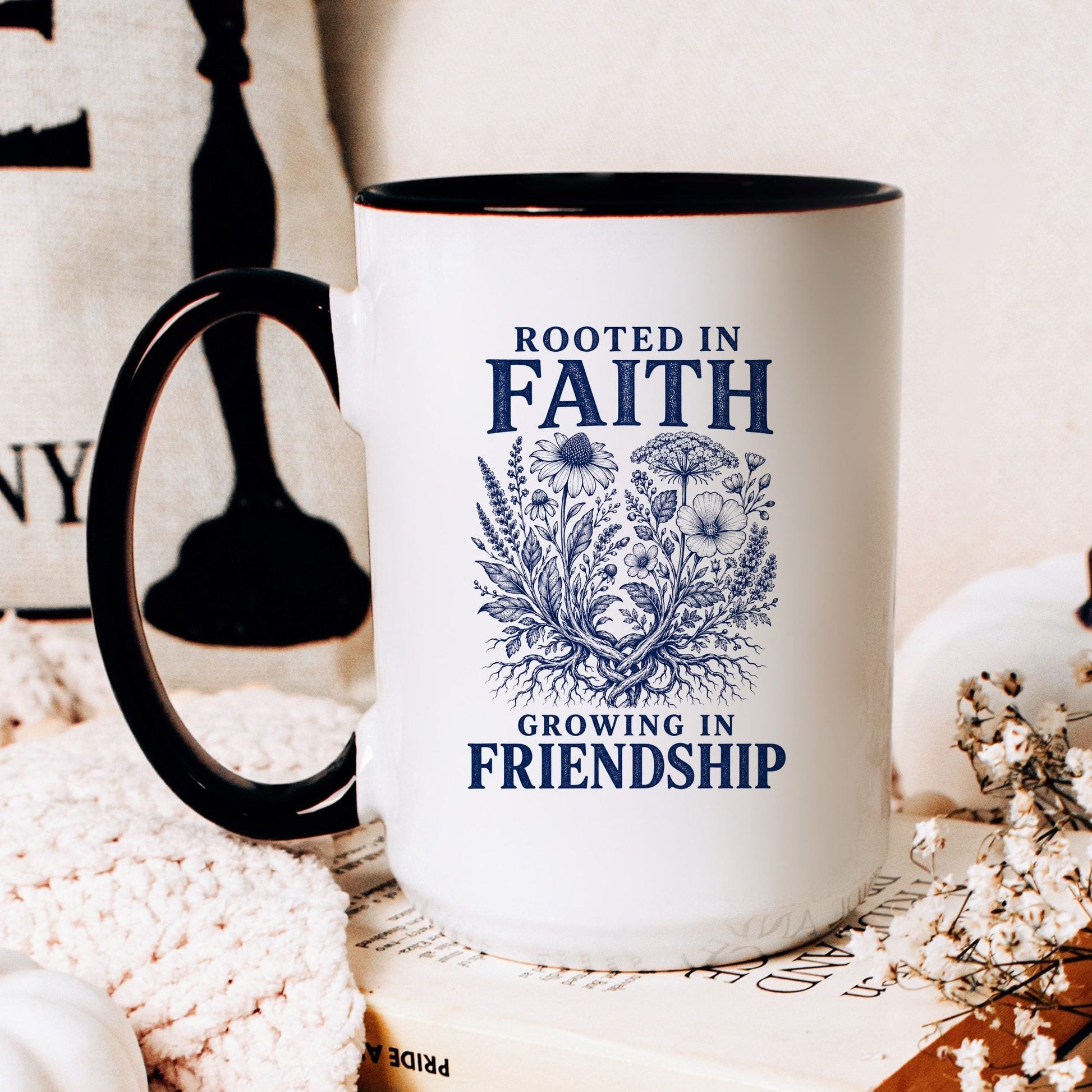 Rooted in Faith, Growing in Friendship coffee mug