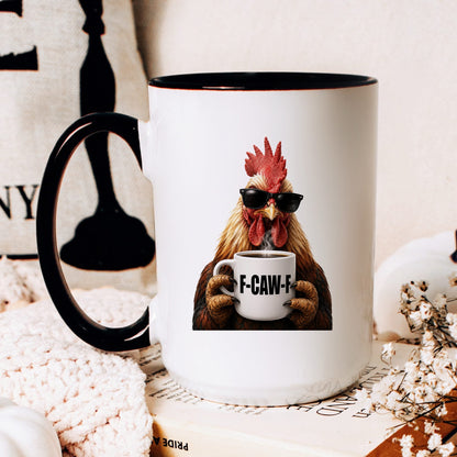 Rooster F-Caw-F coffee mug — hero