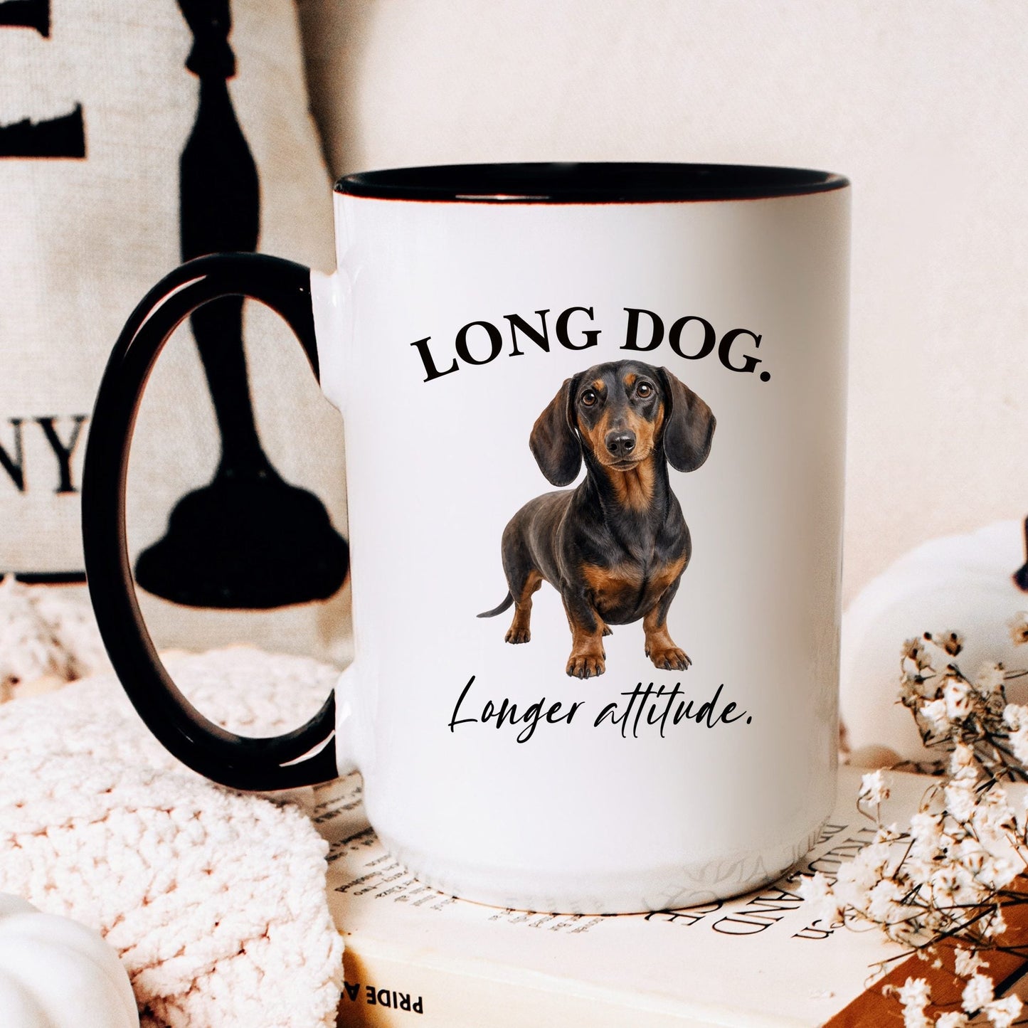 Long Dog. Longer Attitude coffee mug — hero