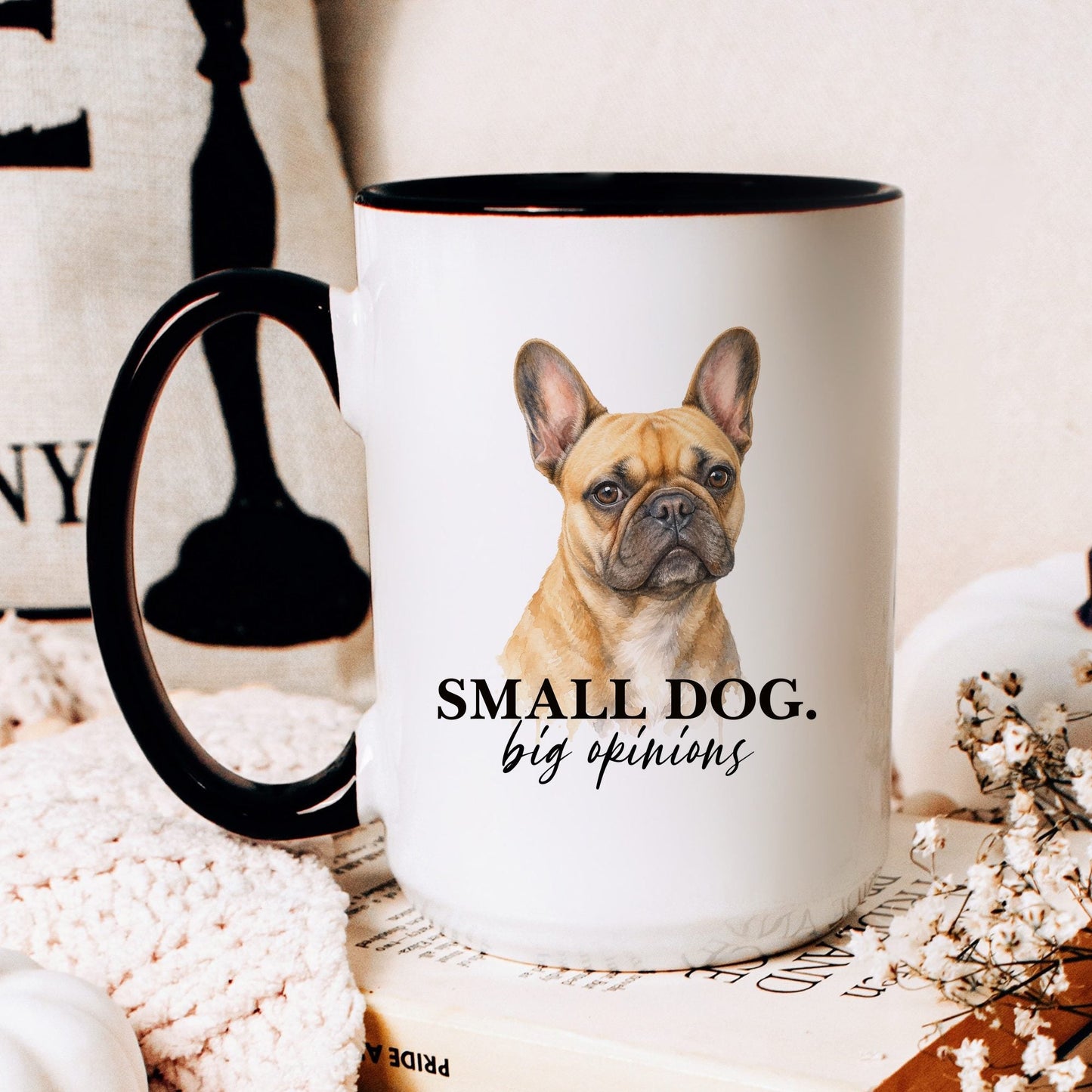 Small Dog. Big Opinions coffee mug — hero