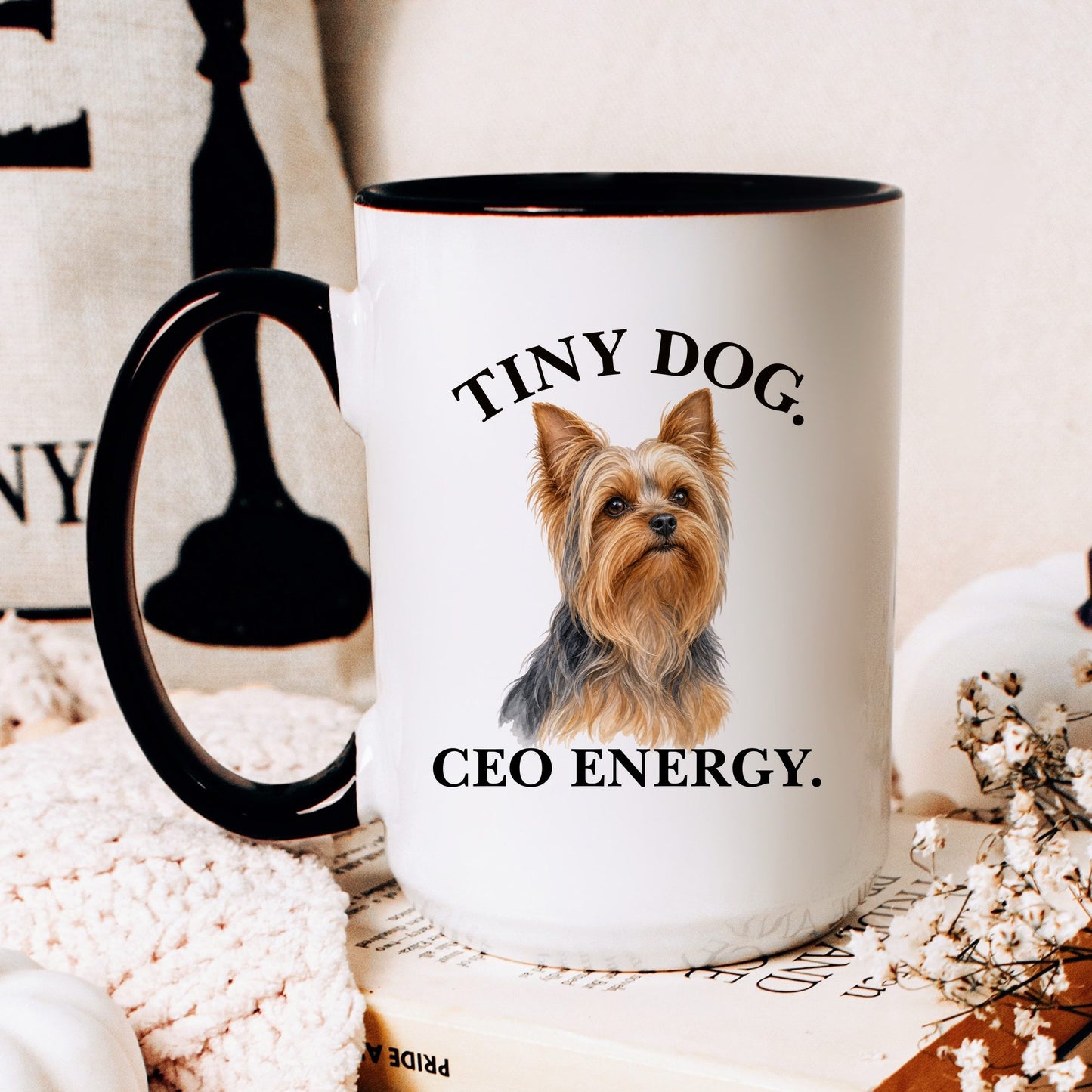 Tiny Dog. CEO Energy coffee mug — hero