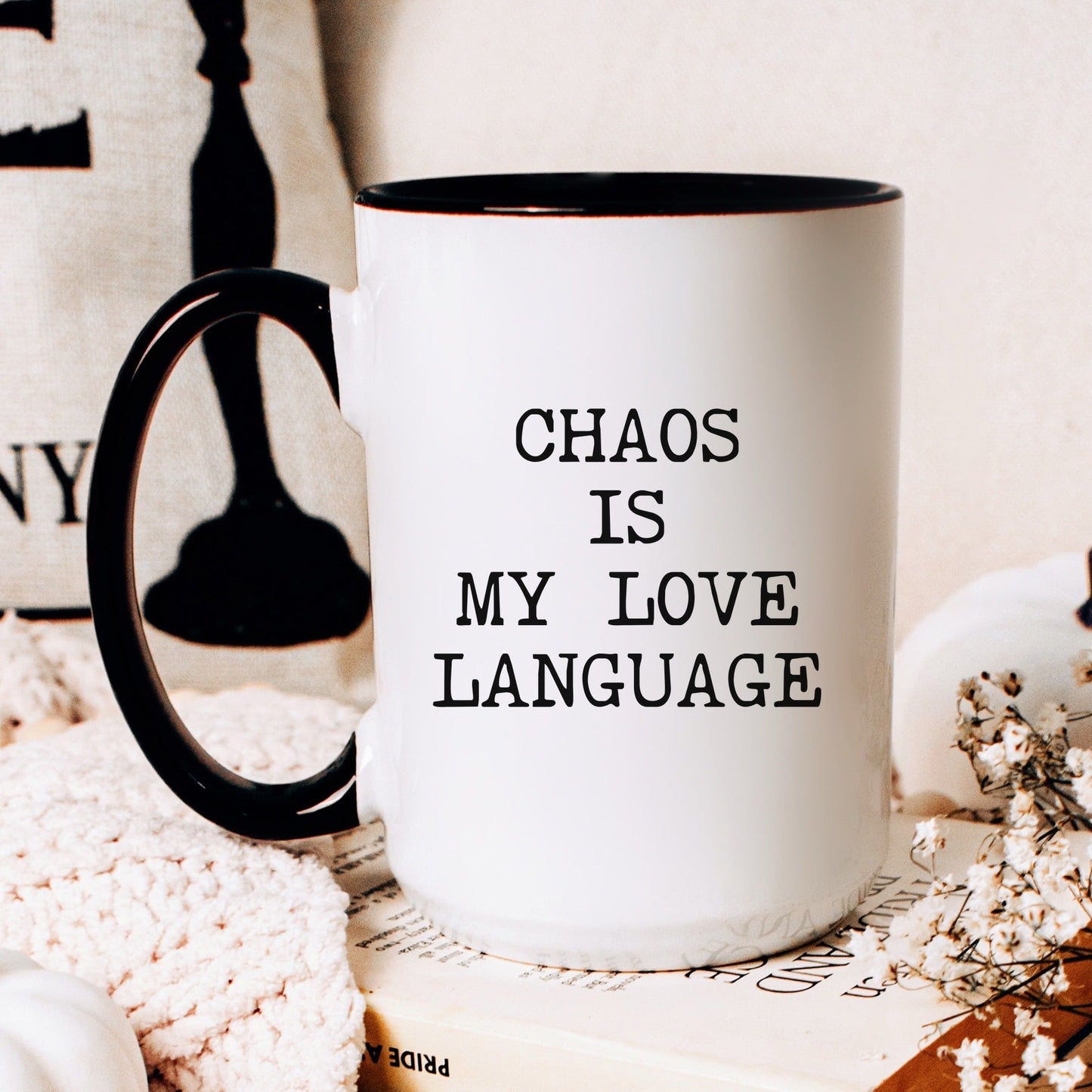 chaos is my love language coffee mug