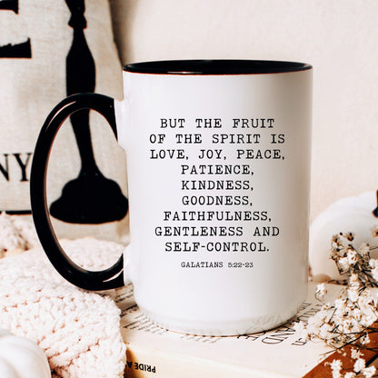 Galatians 5:22-23 fruit of the Spirit Christian coffee mug