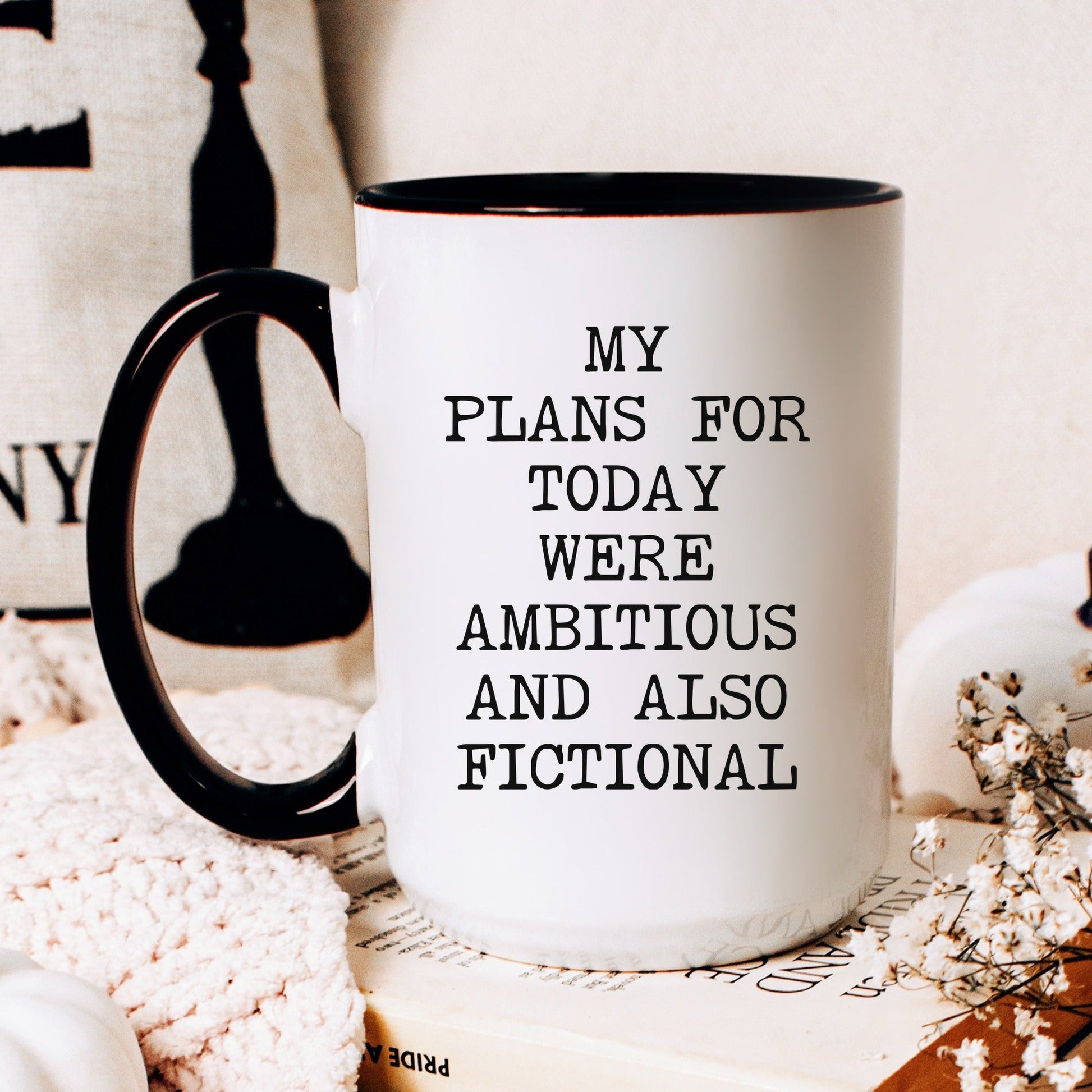 ambitious and fictional coffee mug