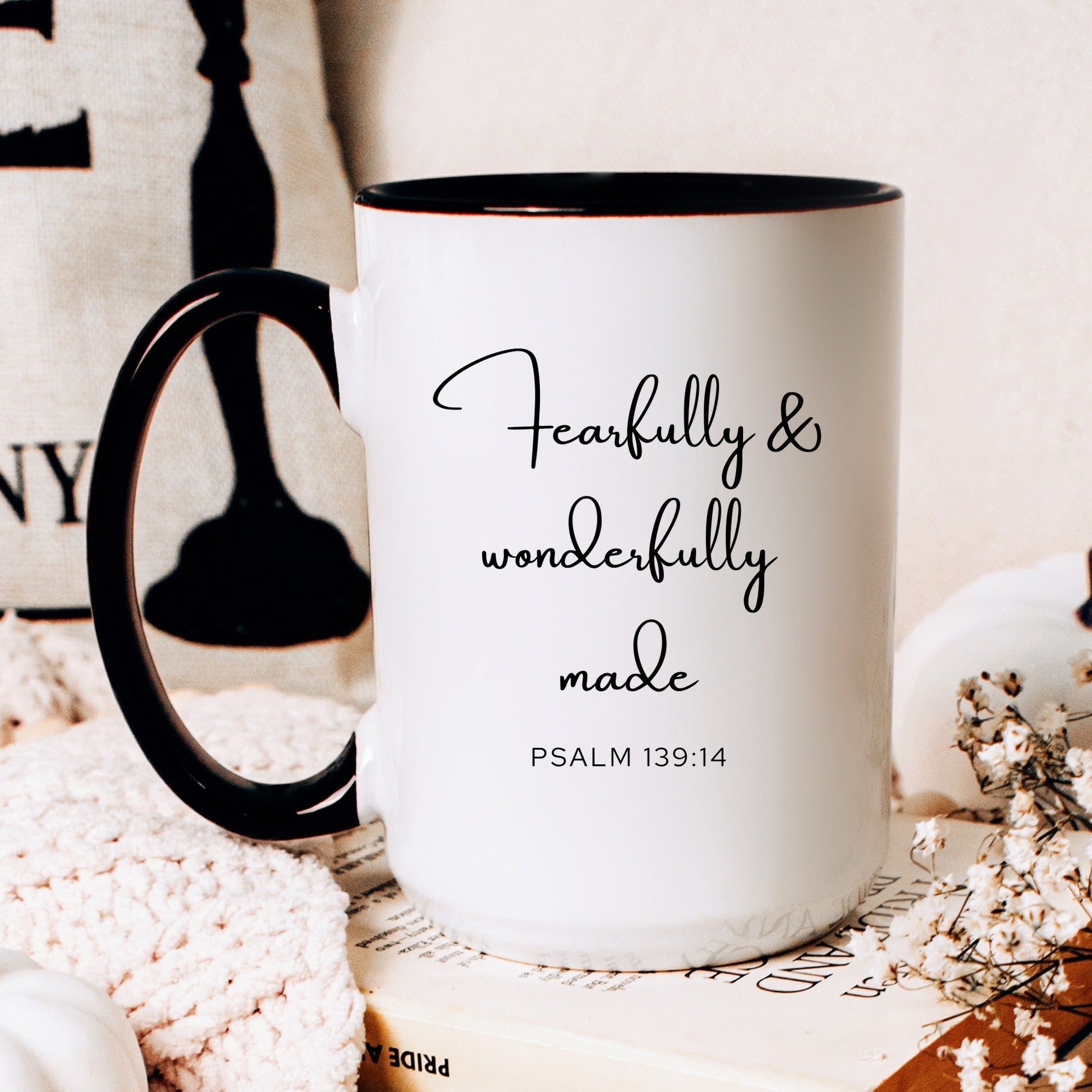 Fearfully and wonderfully made Psalm 139:14 Christian coffee mug