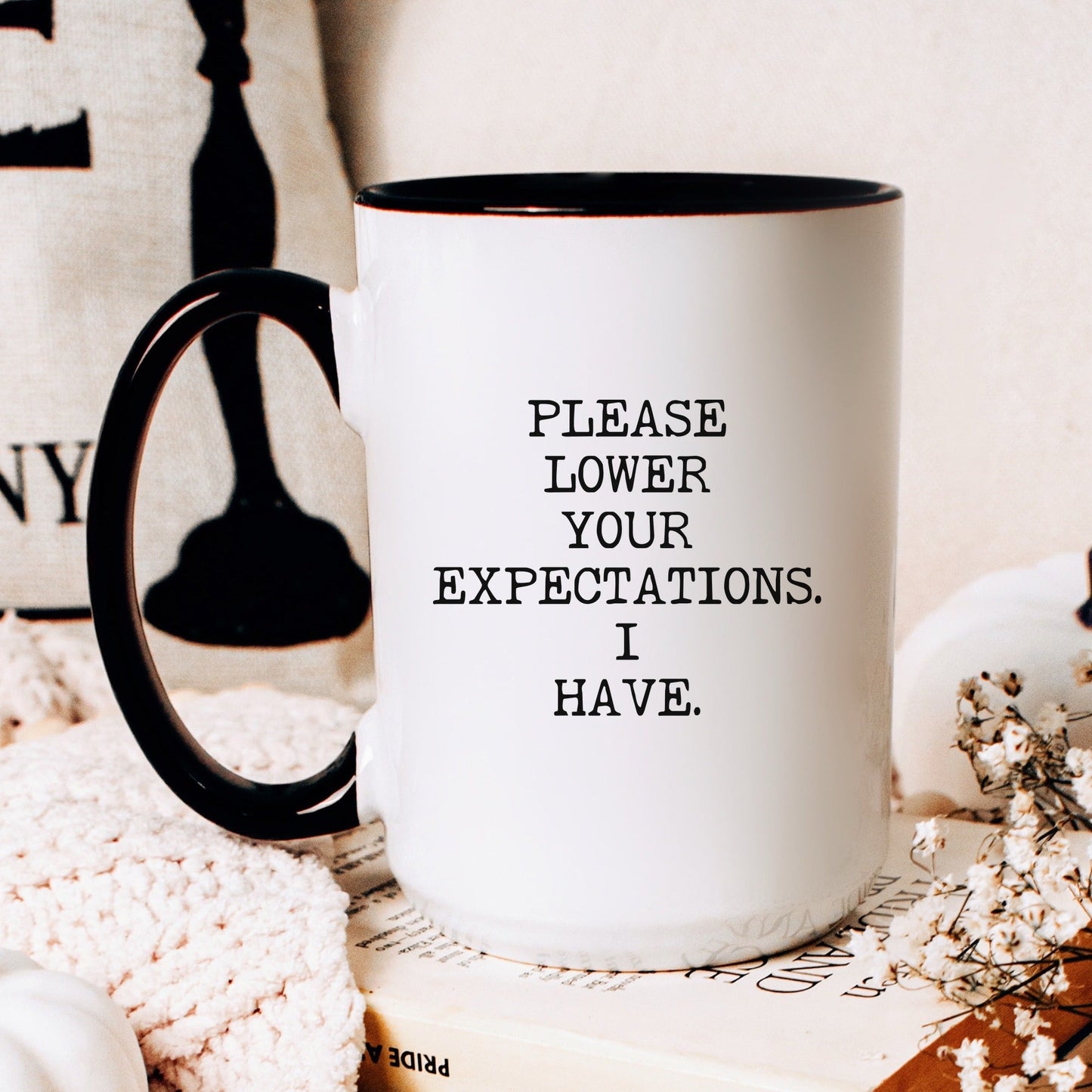 Please lower your expectations I have coffee mug