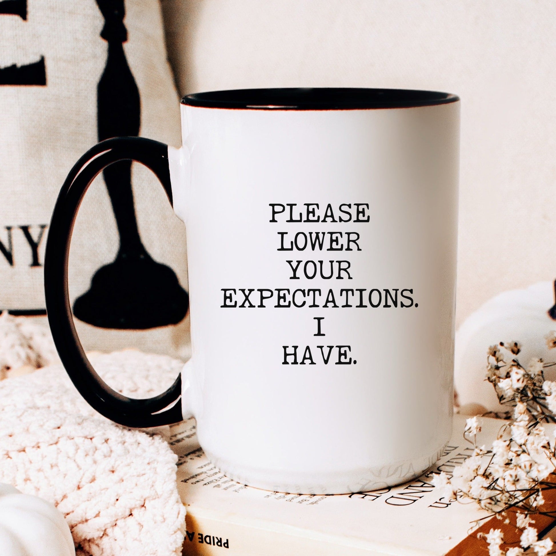 Please lower your expectations I have coffee mug
