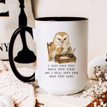 Read That Email Four Times Owl Mug