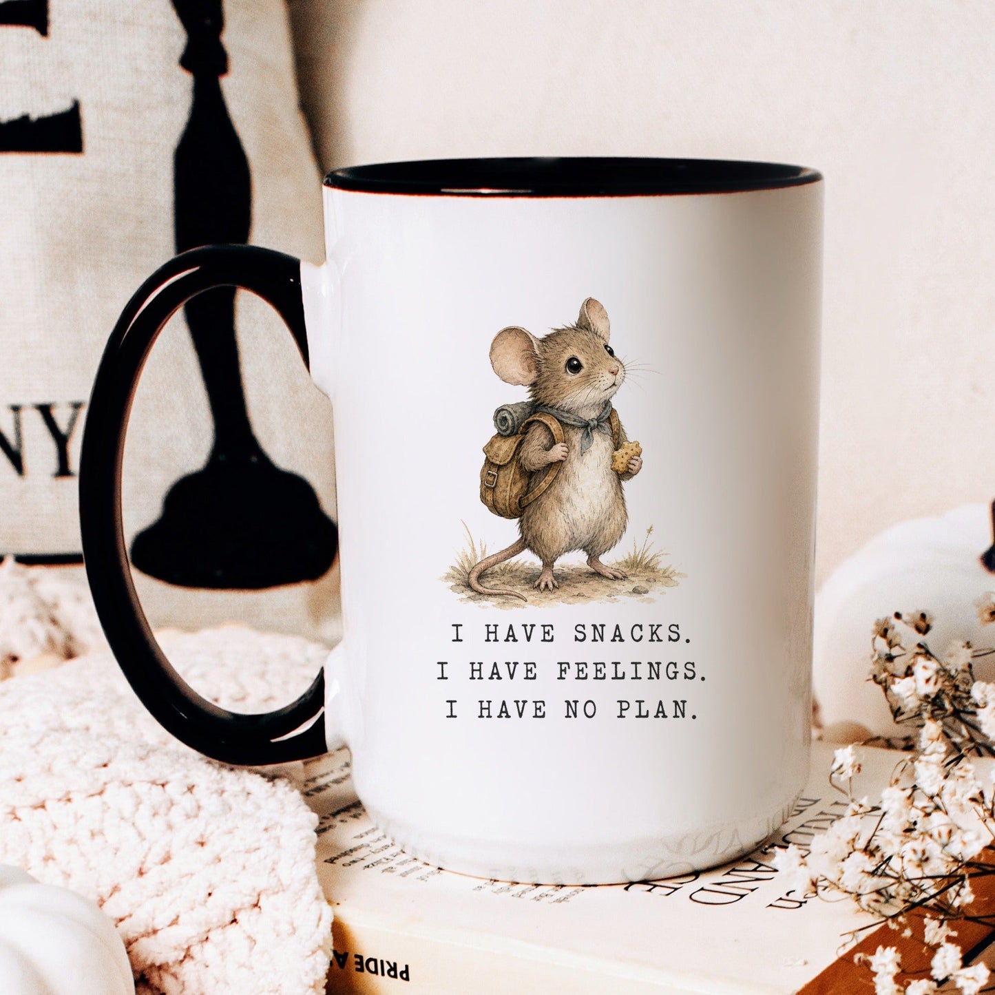 Snacks Feelings No Plan Mouse Mug