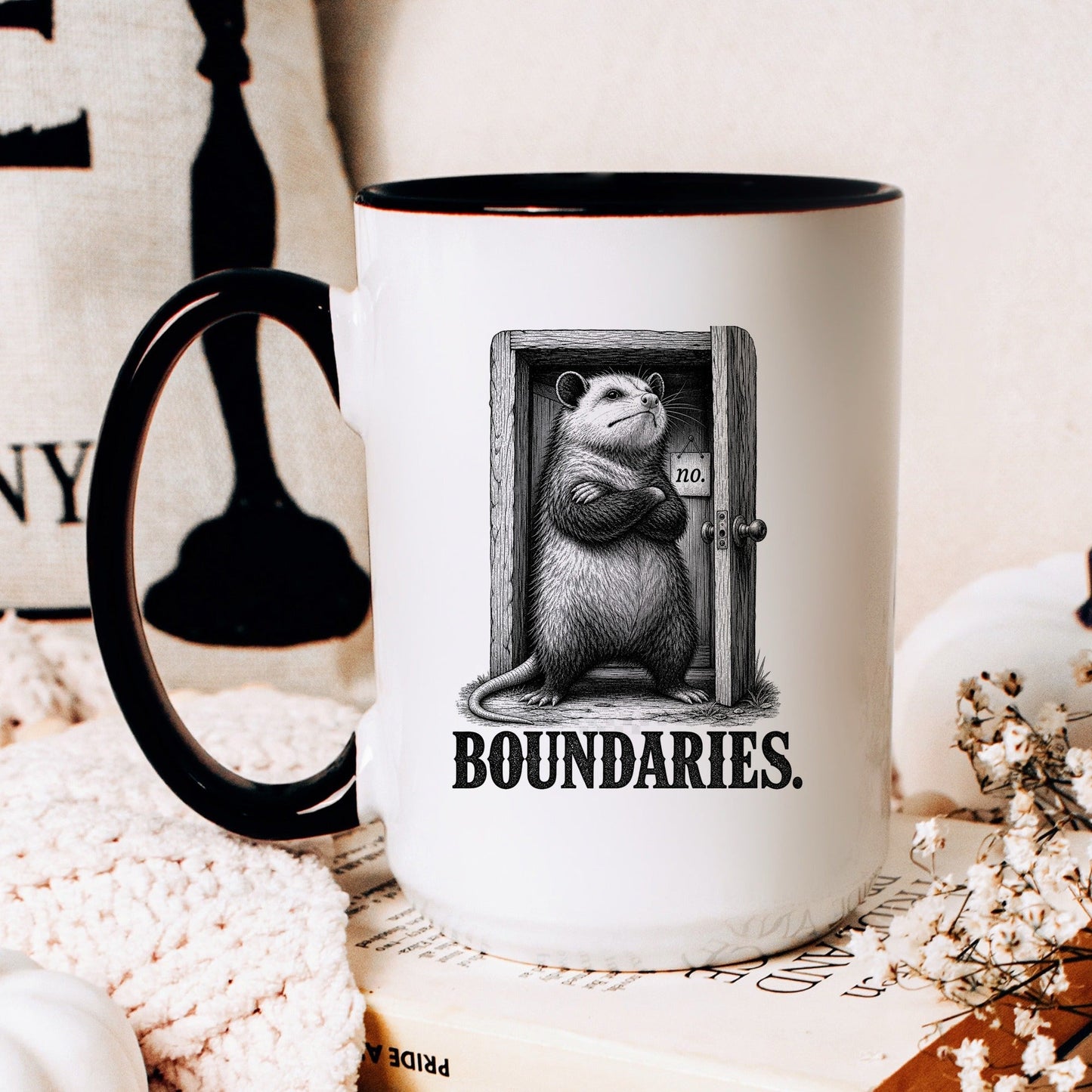 Boundaries Opossum Mug