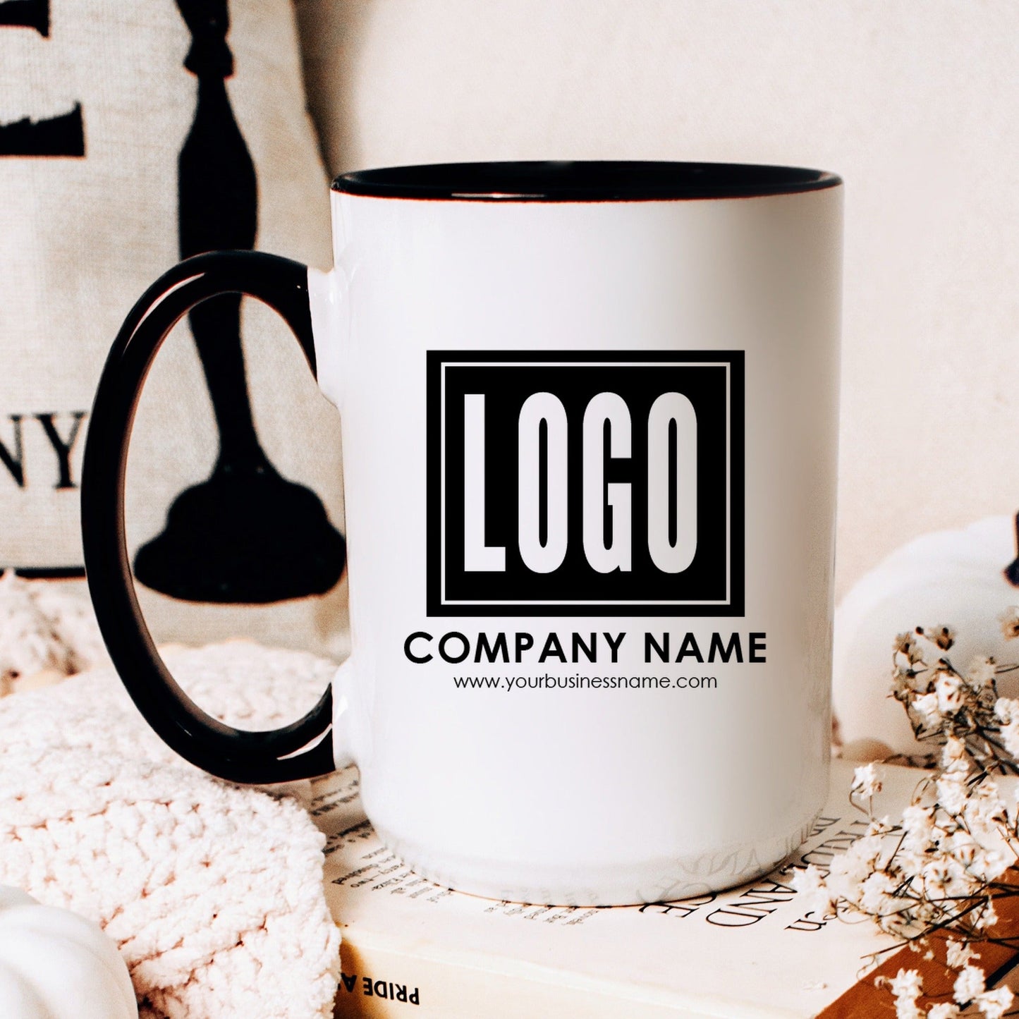 Personalized custom logo coffee mug lifestyle