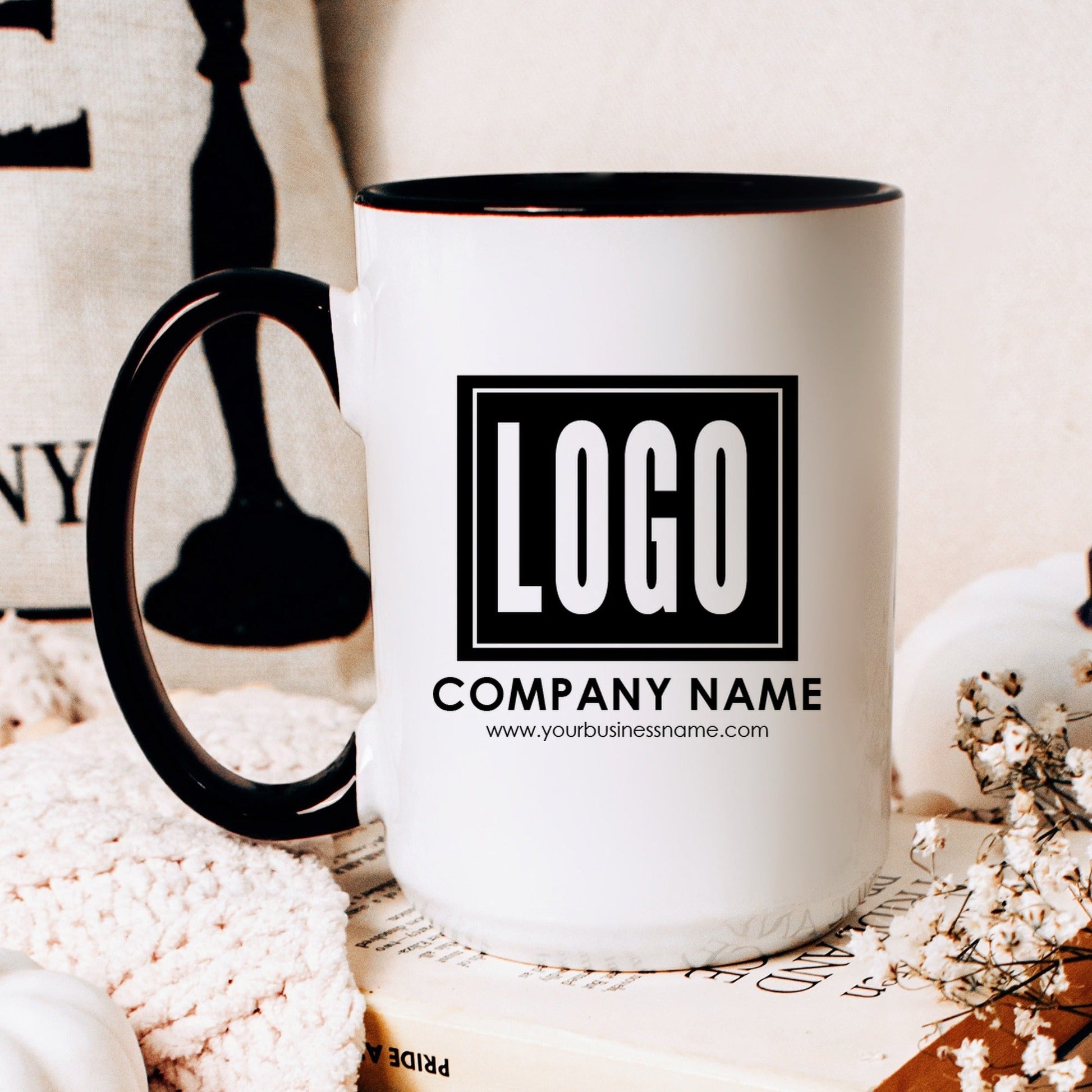 Personalized custom logo coffee mug lifestyle