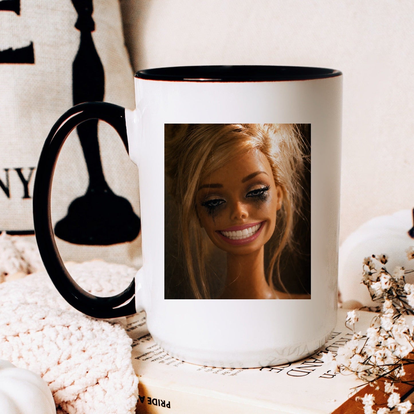 Fake Happy Doll Face Mug