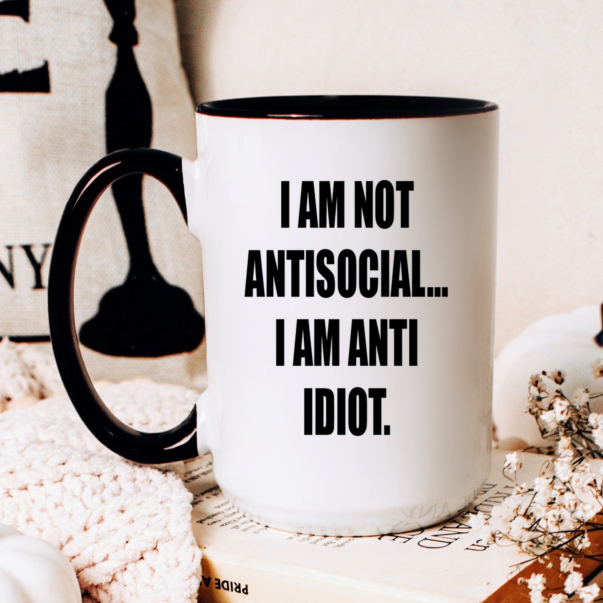 Lifestyle Photo #2 Anti-Idiot Not Antisocial Mug