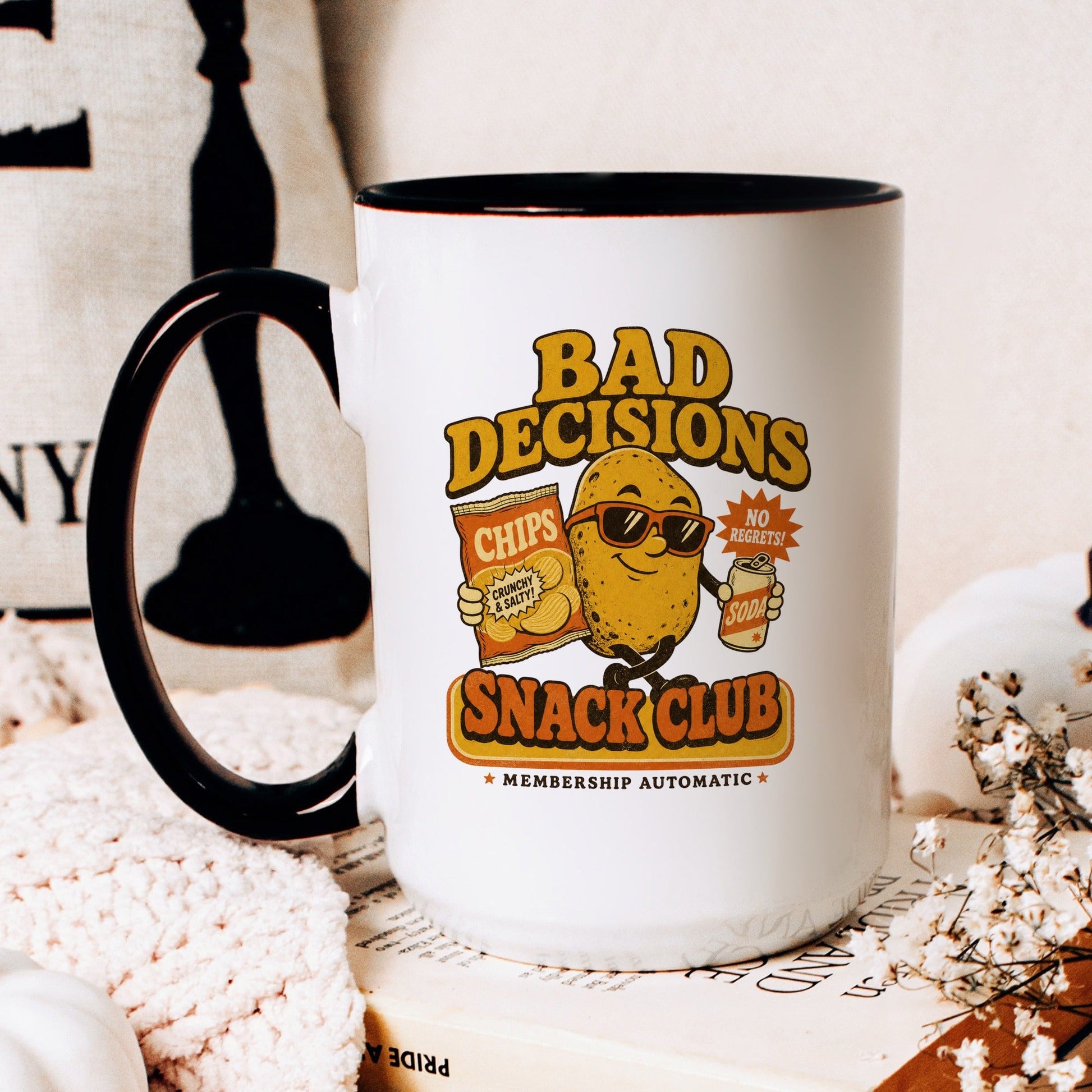 Bad Decisions Snack Club Mug - lifestyle photo