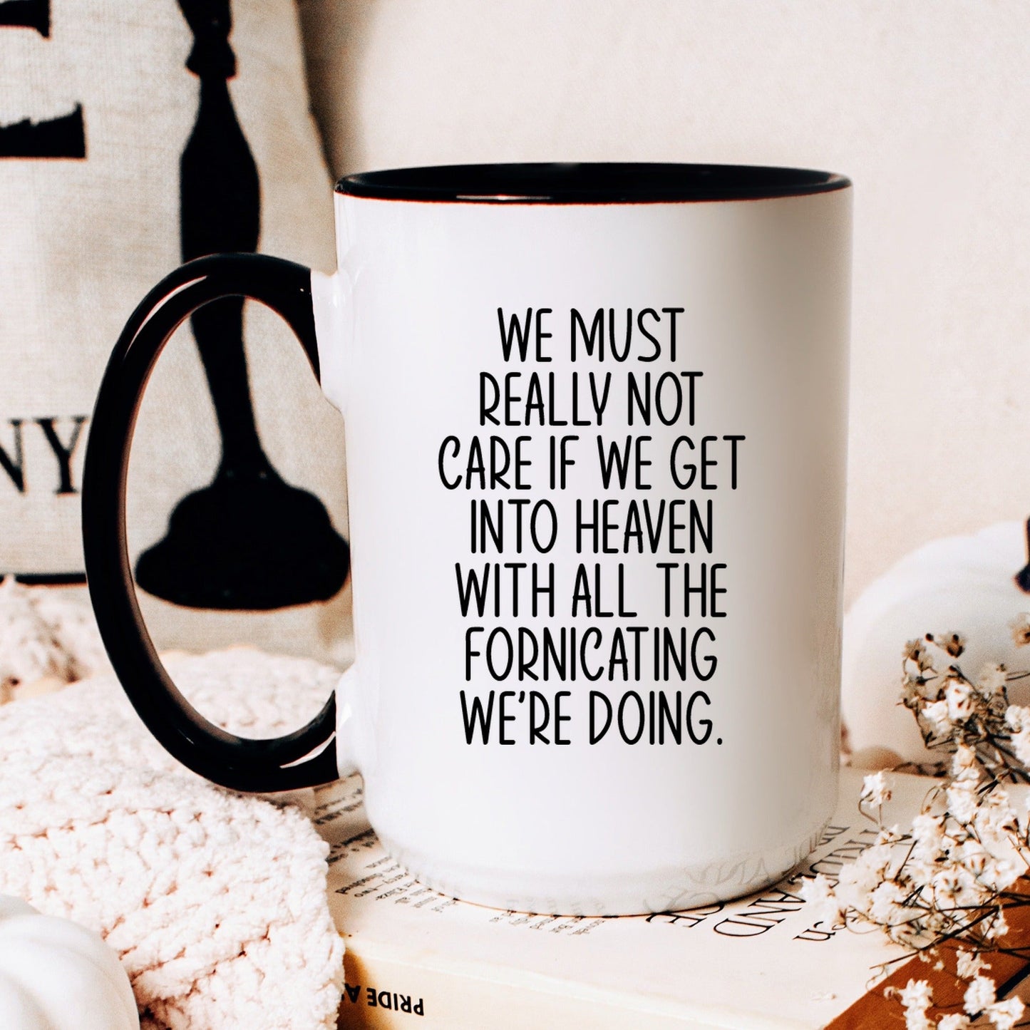 Funny valentine coffee mug lifestyle
