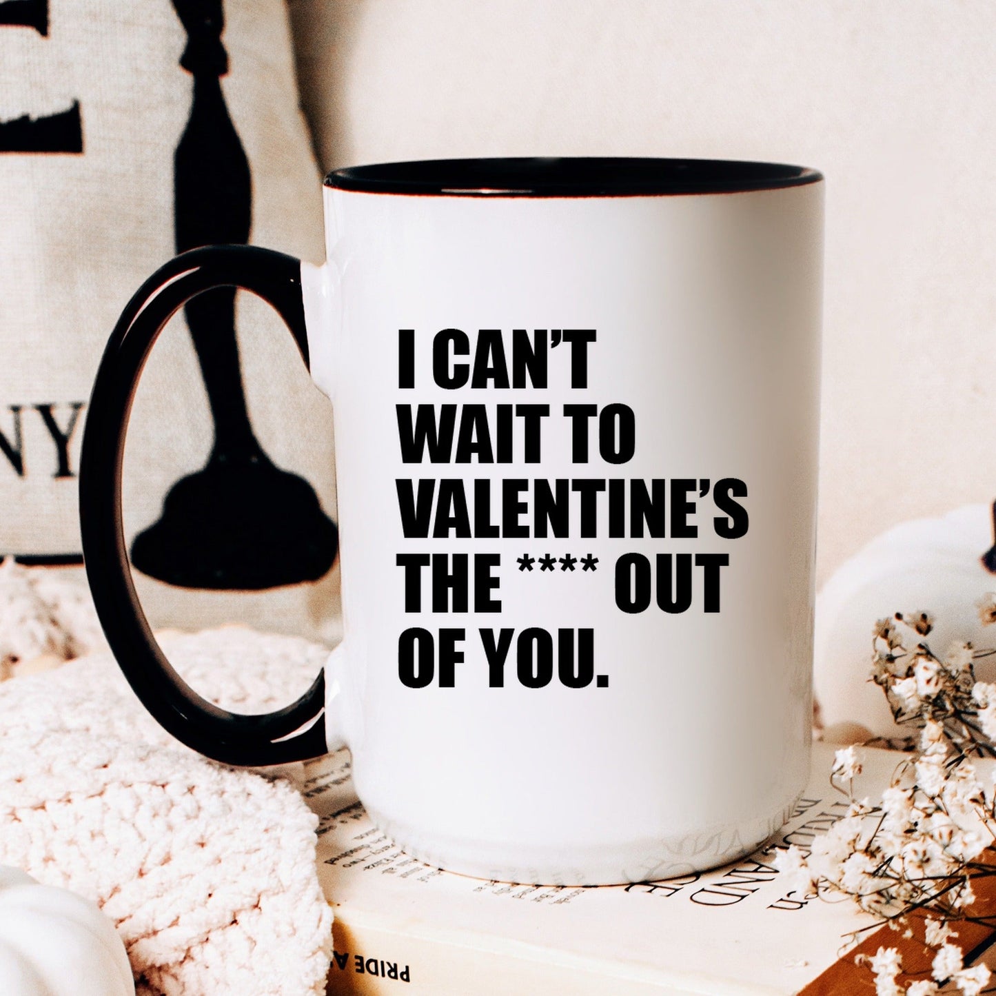 Funny valentine coffee mug lifestyle