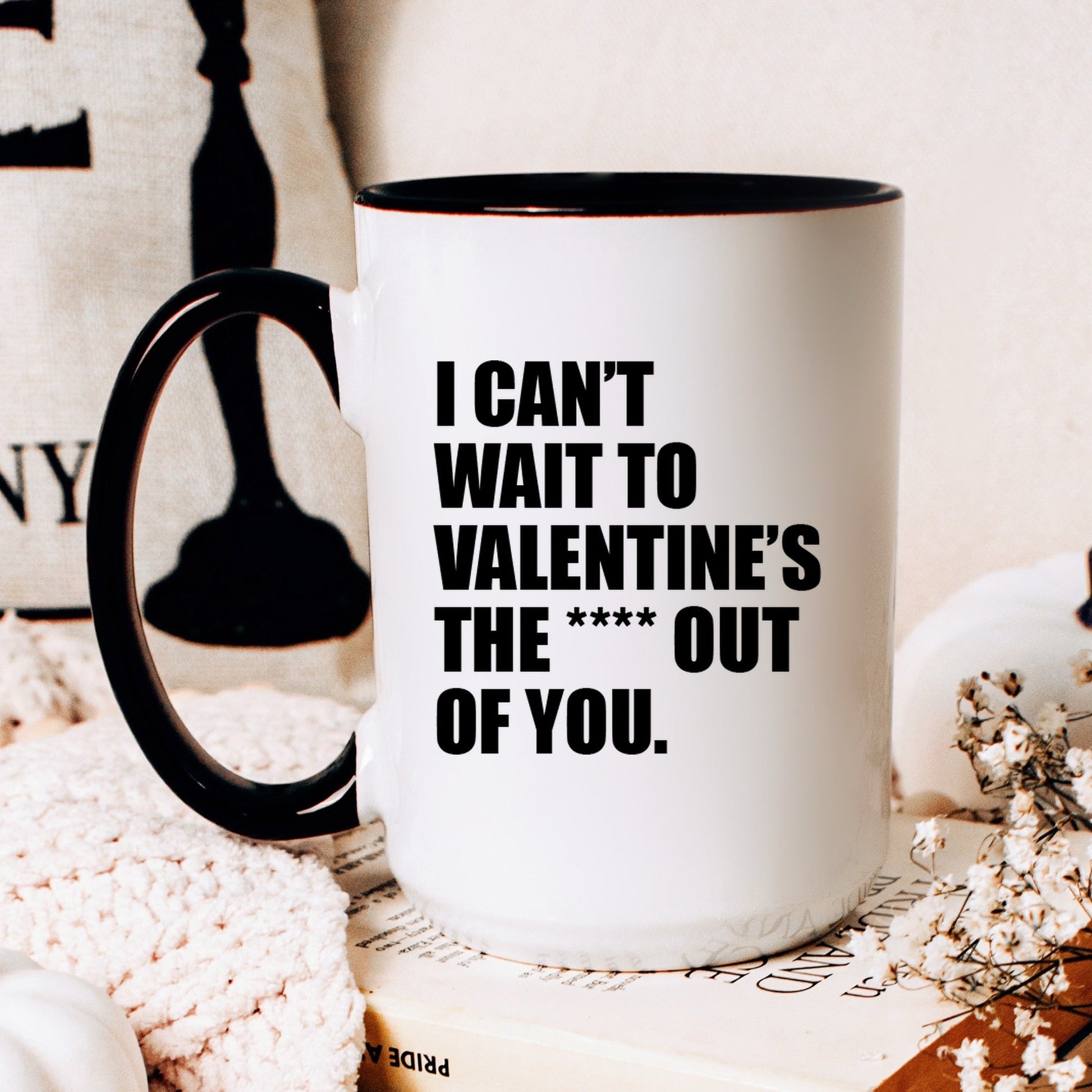 Funny valentine coffee mug lifestyle