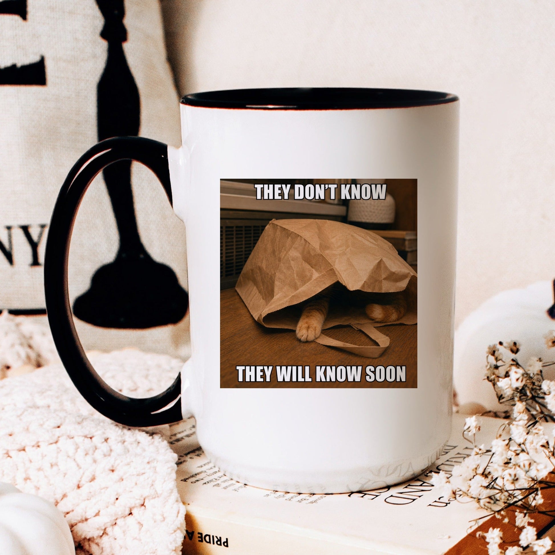 They will know soon orange cat coffee mug